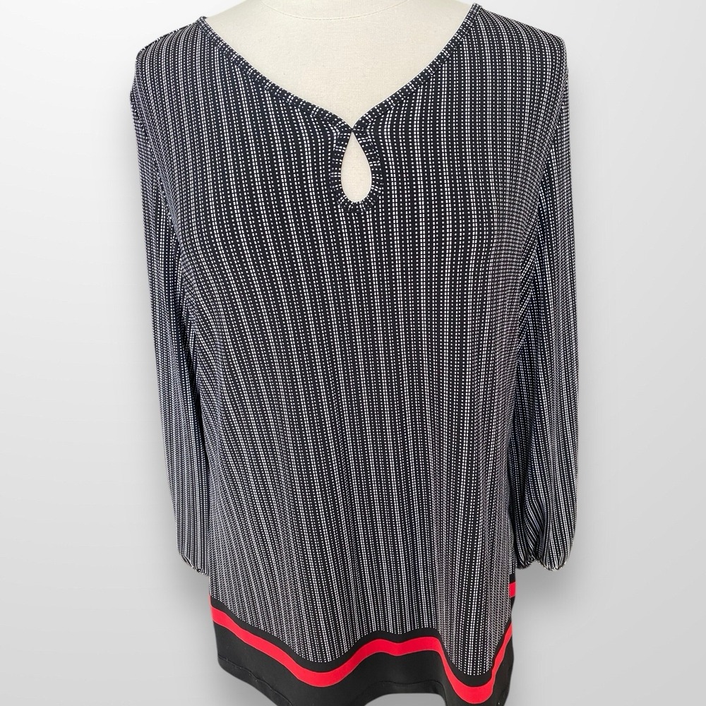 Liz‎ Claiborne Career Size Large Top Shirt Tunic Stretch Flowy Long Sleeve